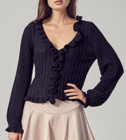 Black Ruffle Sweater